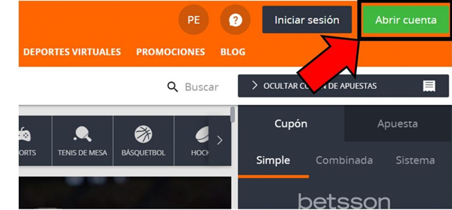 ¿Cómo registrarse en Betsson?