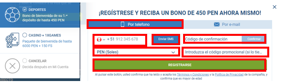 Cómo registrarse en 1xbet Perú