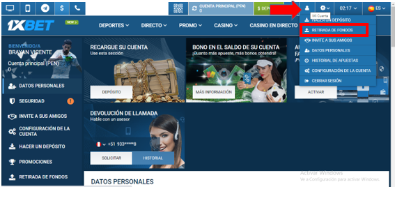 ¿Cómo retirar en 1xbet?